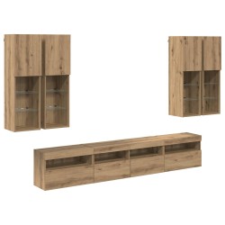 Ensemble de meuble TV mural avec éclairage LED 7 pcs 630140630140