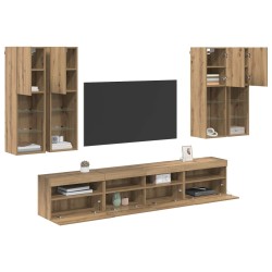Ensemble de meuble TV mural avec éclairage LED 7 pcs 630140630140