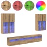 Ensemble de meuble TV mural avec éclairage LED 7 pcs 630140630140
