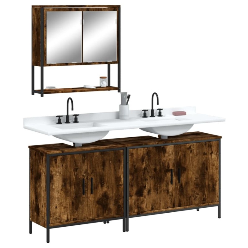 Ensemble de meubles de salle de bain 3 pcs Chêne fumé 630142630142