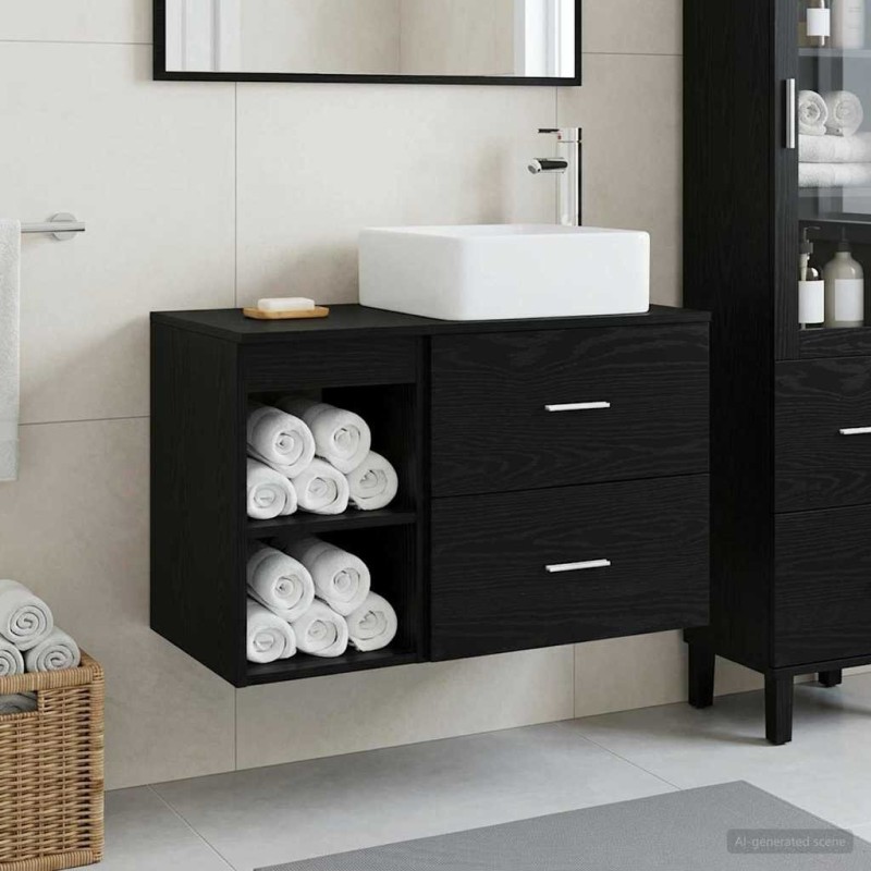 Ensemble de mobilier de salle de bain 2 pcs Chêne noir 630143630143