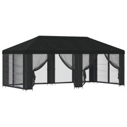Gazebo avec murs latéraux 6 x 3 m Noir Polyester et Acier 190 630159630159