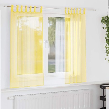 Voilages à œillets 2 pcs jaunes 140 x 140 cm 630165630165