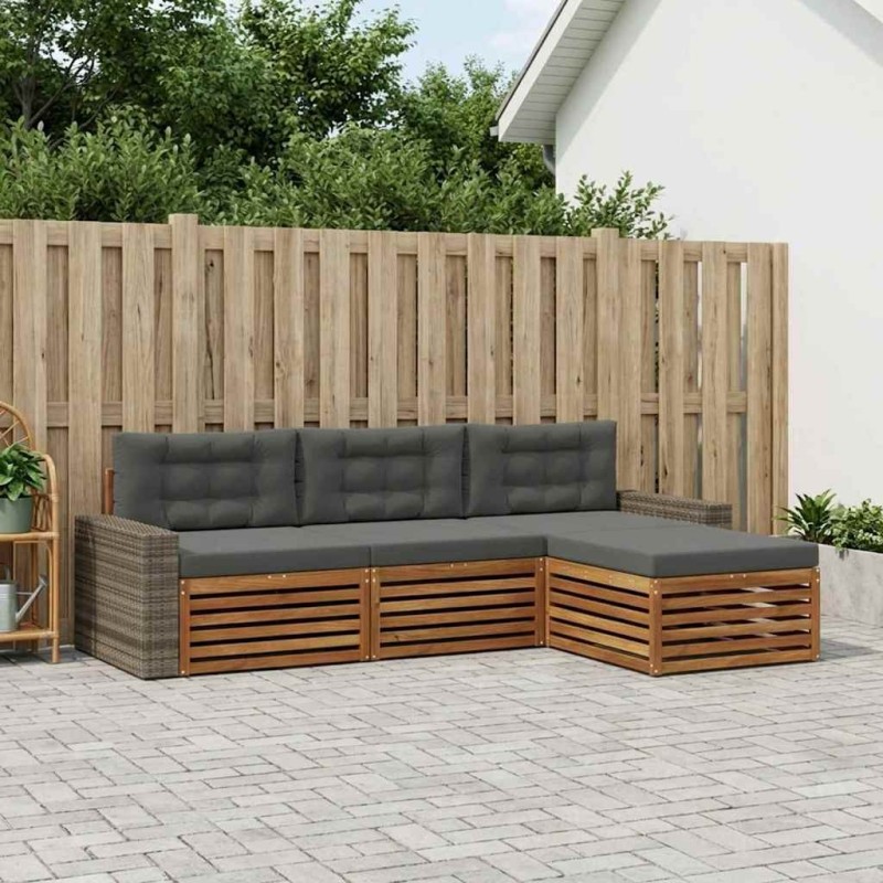 Ensemble de canapés d'extérieur 4 pcs Naturel et Anthracite 630171630171