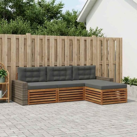 Ensemble de canapés d'extérieur 4 pcs Naturel et Anthracite 630171630171