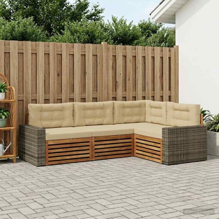 Ensemble de canapés d'extérieur 4 pcs Naturel et Beige 630172630172