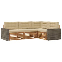 Ensemble de canapés d'extérieur 4 pcs Naturel et Beige 630172630172
