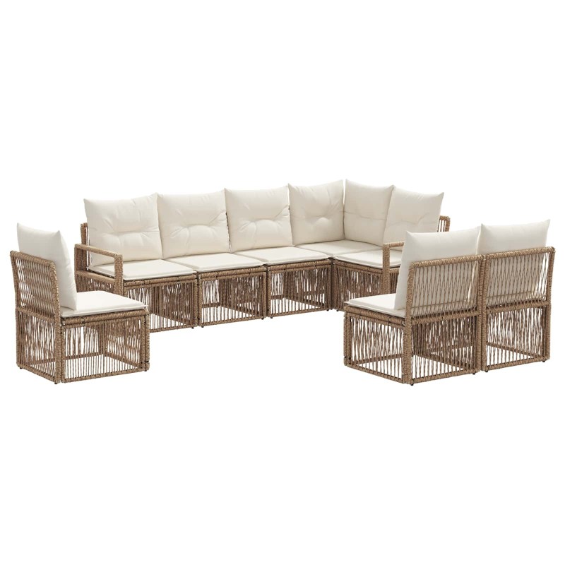Ensemble de canapé de jardin 8 pcs Beige polyrotin 630175630175