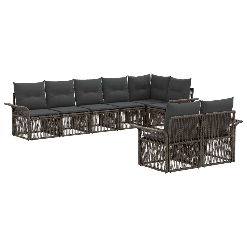 Ensemble de canapé de jardin 8 pcs Gris polyrotin 630176630176