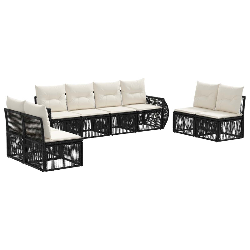 Ensemble de canapé de jardin 8 pcs Noir et blanc crème 630177630177