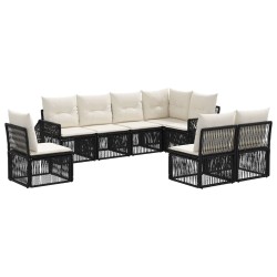 Ensemble de canapé de jardin 8 pcs Noir et blanc crème 630178630178