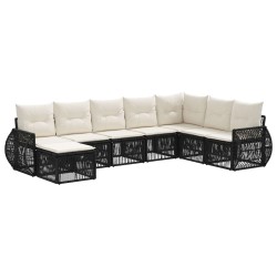 Ensemble de canapé de jardin 8 pcs Noir et blanc crème 630179630179