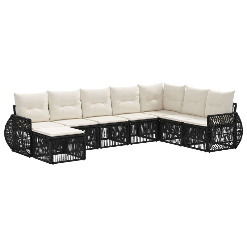 Ensemble de canapé de jardin 8 pcs Noir et blanc crème 630179630179