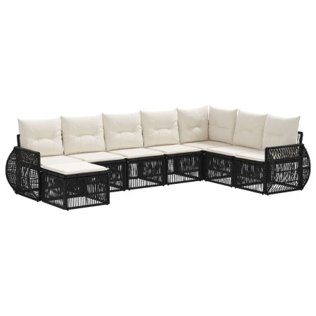 Ensemble de canapé de jardin 8 pcs Noir et blanc crème 630179630179