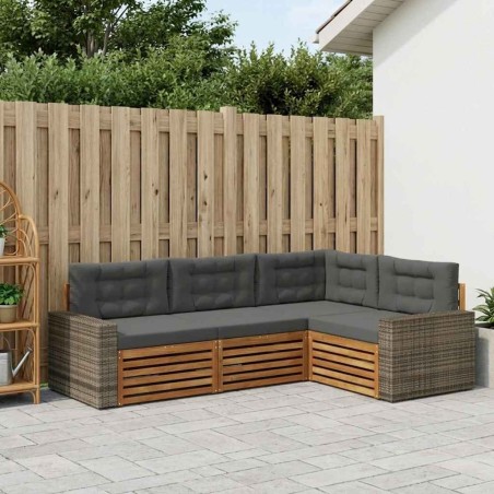 Ensemble de canapés d'extérieur 4 pcs Naturel et Anthracite 630183630183