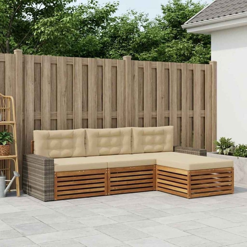 Ensemble de canapés d'extérieur 4 pcs Naturel et Beige 630184630184