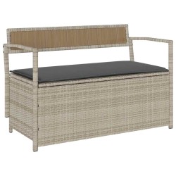 Banc de rangement de jardin avec coussin gris clair résine tressée 630190630190