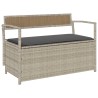 Banc de rangement de jardin avec coussin gris clair résine tressée 630190630190