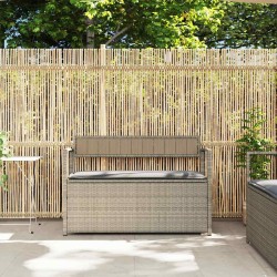 Banc de rangement de jardin avec coussin gris clair résine tressée 630190630190