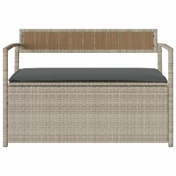 Banc de rangement de jardin avec coussin gris clair résine tressée 630190630190