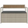 Banc de rangement de jardin avec coussin gris clair résine tressée 630190630190