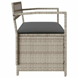 Banc de rangement de jardin avec coussin gris clair résine tressée 630190630190