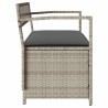 Banc de rangement de jardin avec coussin gris clair résine tressée 630190630190
