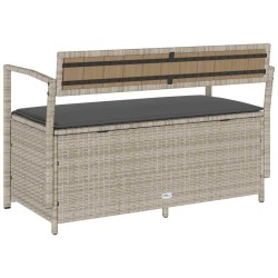 Banc de rangement de jardin avec coussin gris clair résine tressée 630190630190