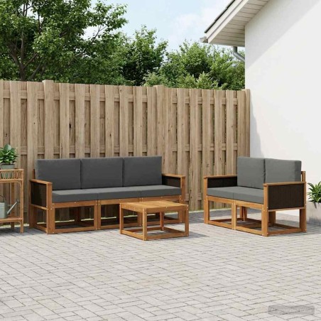 Ensemble de canapés d'extérieur 6 pcs Naturel et Anthracite 630191630191