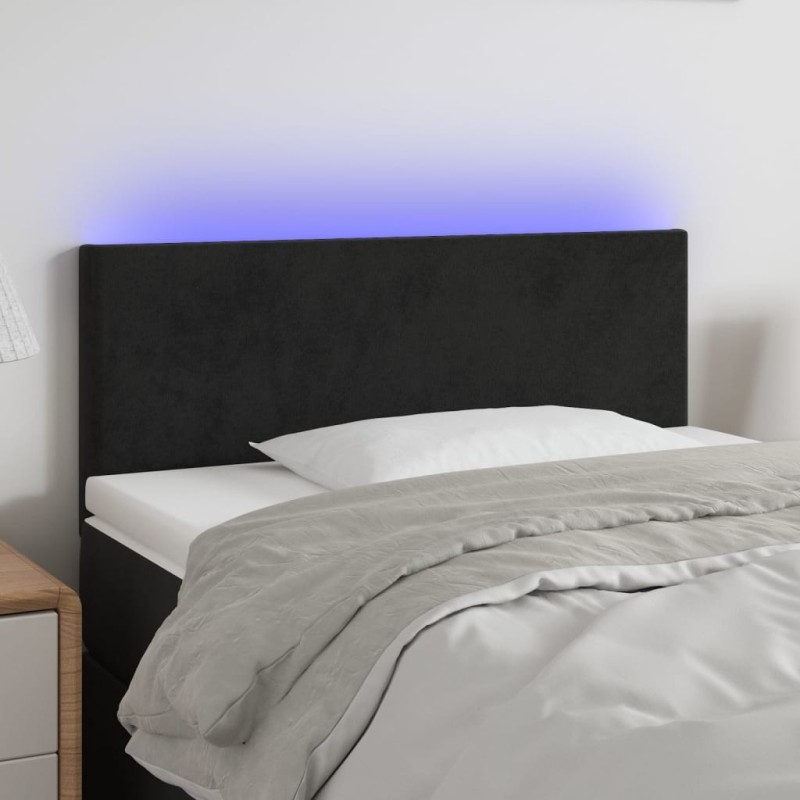 Tête de lit à LED Noir 100x5x78/88 cm Velours 630201630201