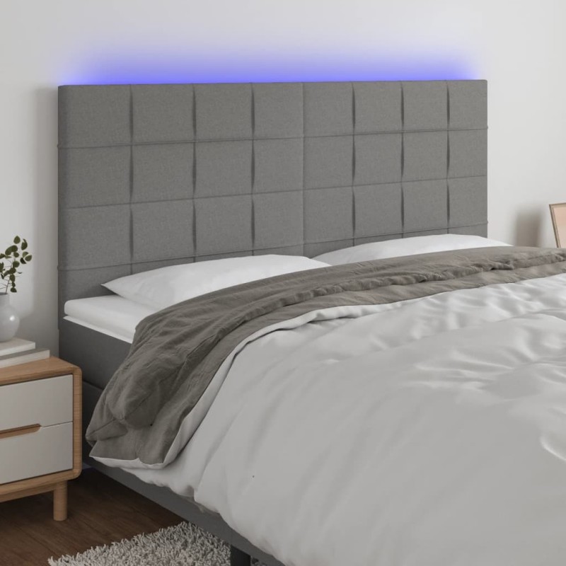 Tête de lit à LED Gris foncé 160x5x118/128 cm Tissu 630203630203
