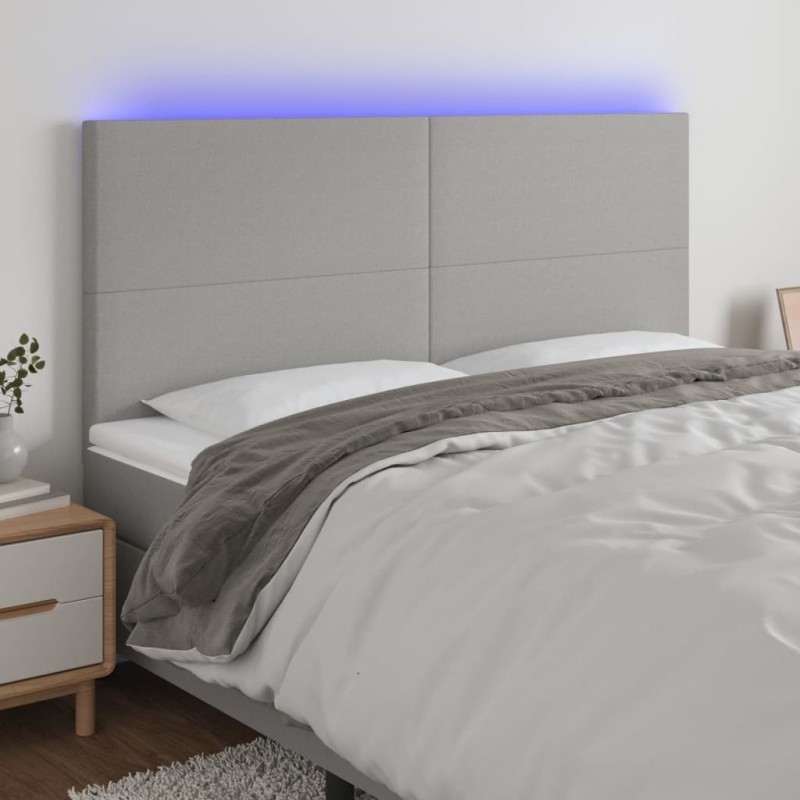 Tête de lit à LED Gris clair 200x5x118/128 cm Tissu 630207630207