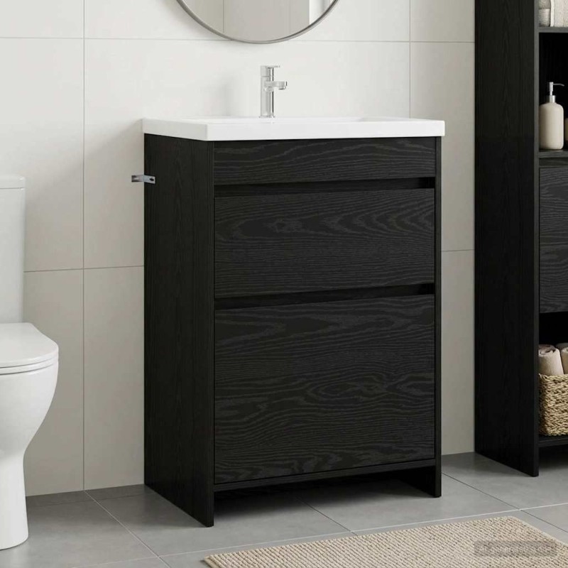 Meuble sous lavabo de salle de bain Chêne noir 630208630208