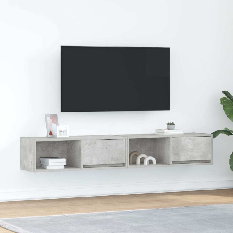 Meubles TV 2 pcs gris béton 80x31x25,5 cm bois d'ingénierie 630213630213