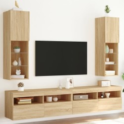 Meubles TV avec lumières LED 2 pcs chêne sonoma 30,5x30x102 cm 630215630215