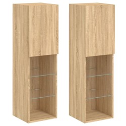 Meubles TV avec lumières LED 2 pcs chêne sonoma 30,5x30x102 cm 630215630215