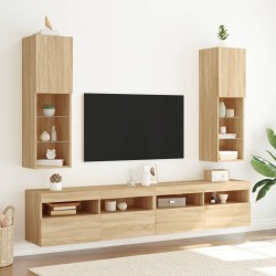 Meubles TV avec lumières LED 2 pcs chêne sonoma 30,5x30x102 cm 630215630215