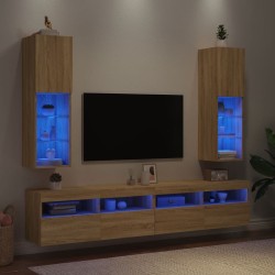 Meubles TV avec lumières LED 2 pcs chêne sonoma 30,5x30x102 cm 630215630215