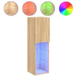 Meubles TV avec lumières LED 2 pcs chêne sonoma 30,5x30x102 cm 630215630215
