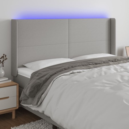 Tête de lit à LED Gris clair 203x16x118/128 cm Tissu 630217630217