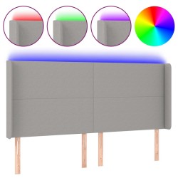 Tête de lit à LED Gris clair 203x16x118/128 cm Tissu 630217630217