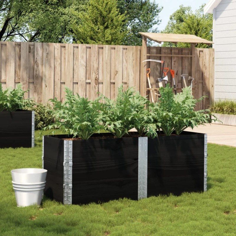 Jardinière noir 150x50 cm bois massif de pin 630221630221