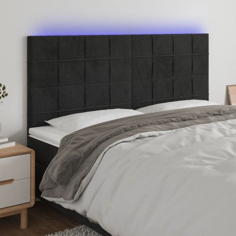Tête de lit à LED Noir 180x5x118/128 cm Velours 630230630230