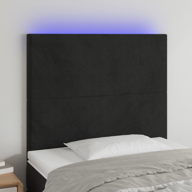 Tête de lit à LED Noir 100x5x118/128 cm Velours 630232630232