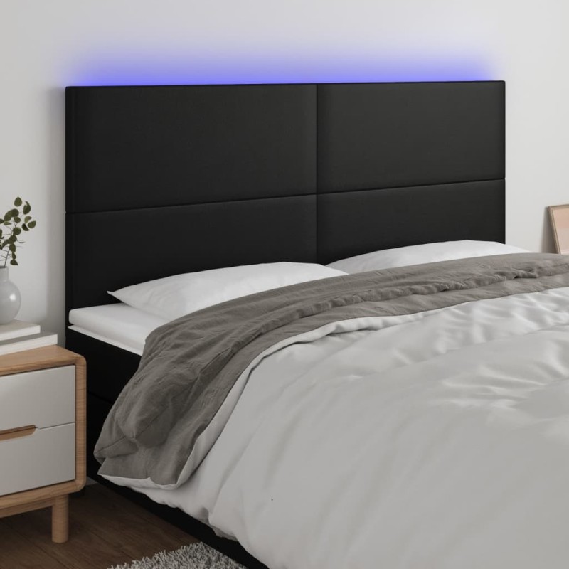 Tête de lit à LED Noir 180x5x118/128 cm Similicuir 630233630233