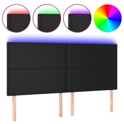 Tête de lit à LED Noir 180x5x118/128 cm Similicuir 630233630233