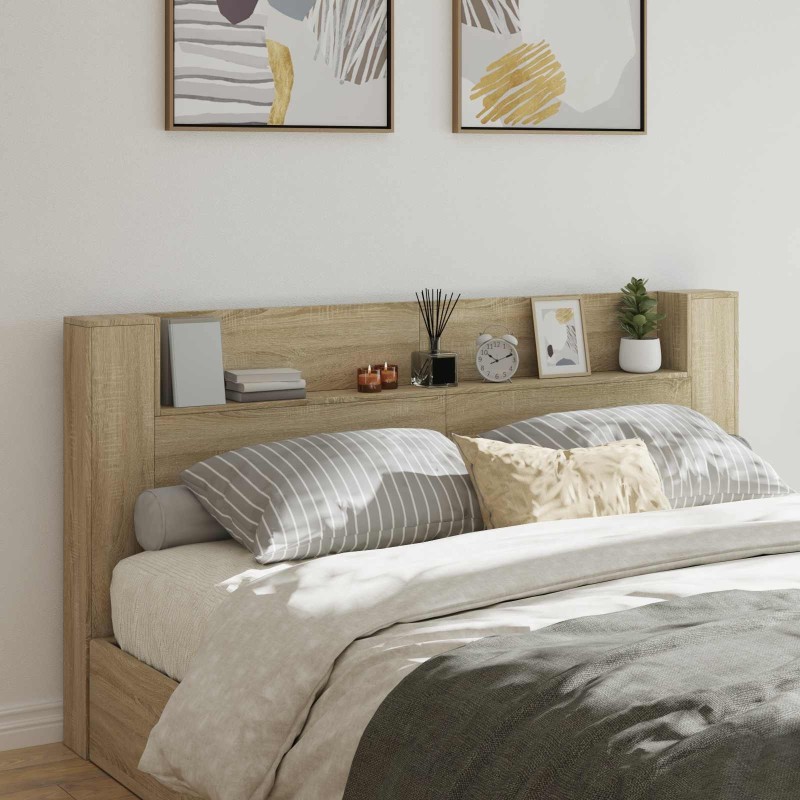 Tête de lit de rangement avec LED Chêne Sonoma 630235630235