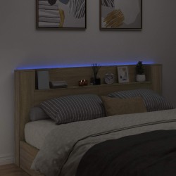 Tête de lit de rangement avec LED Chêne Sonoma 630235630235