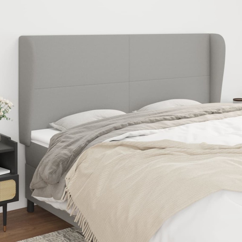 Tête de lit avec oreilles Gris clair 203x23x118/128 cm Tissu 630236630236