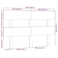 Tête de lit Blanc 204x3x81 cm Bois massif de pin 630240630240